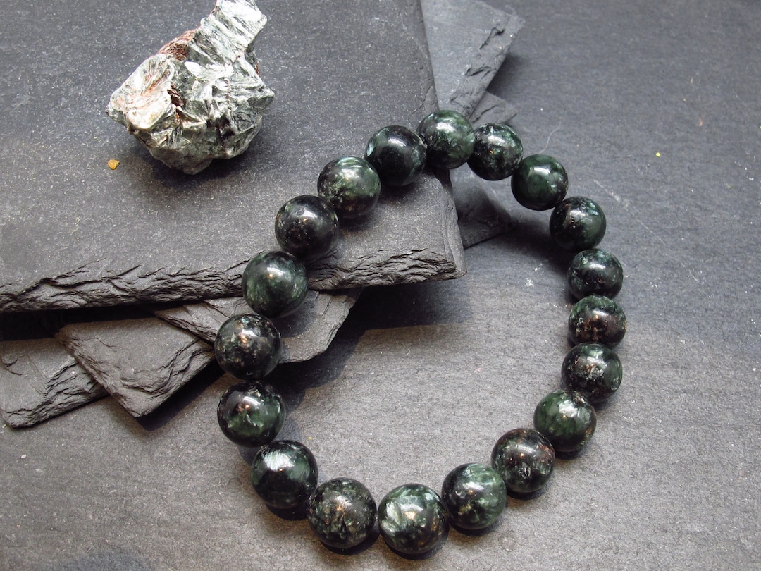 Seraphinit Seraphinite Clinochlore Genuine Bracelet ~ 7 Inches ~ 10mm Round Beads ...