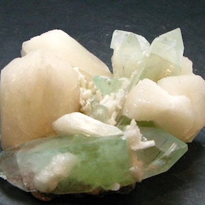 Green Apophylite & Stilbite Cluster From India - 3.9" - 237.54 Grams