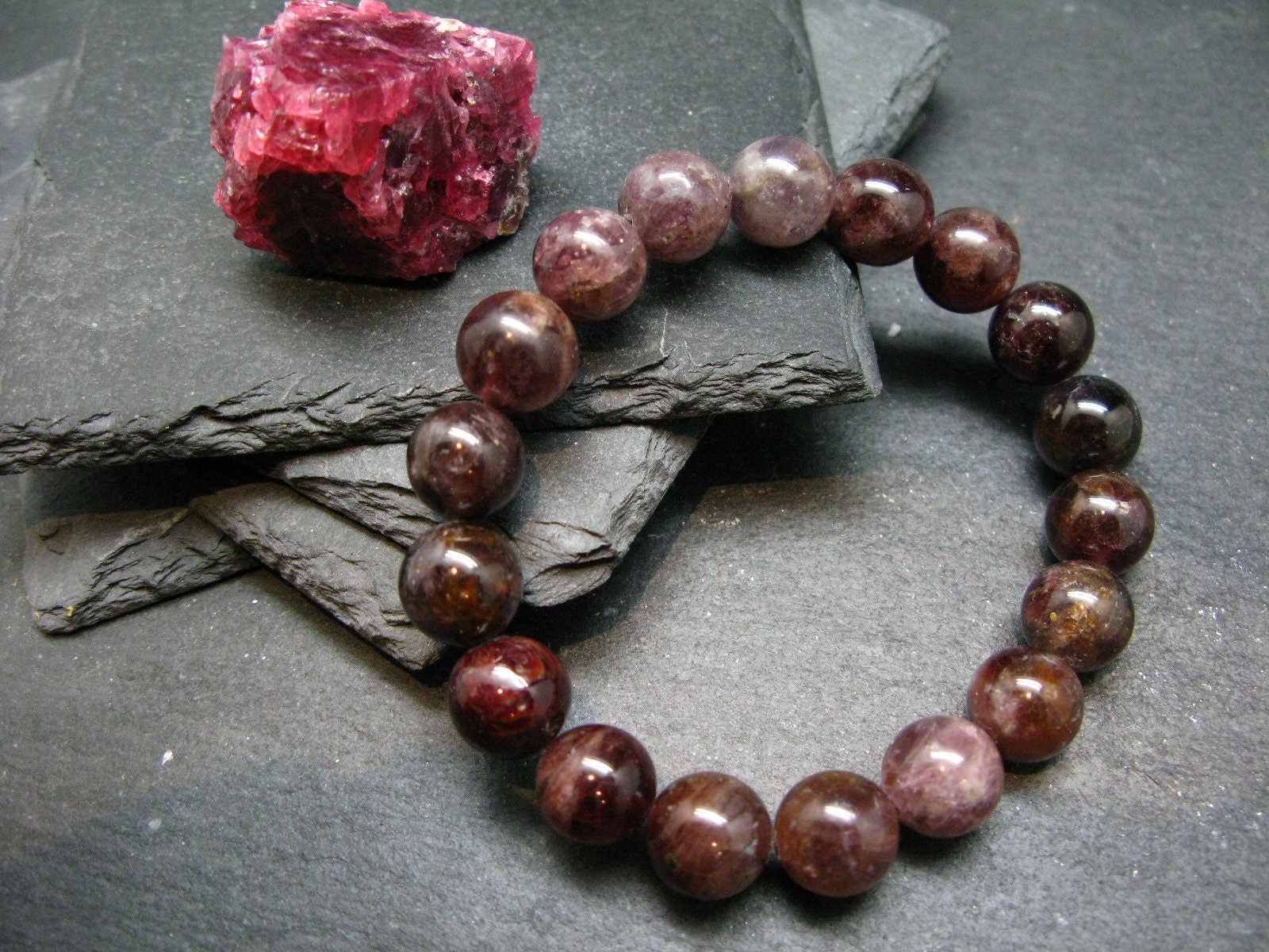 Spinel Genuine Bracelet ~ 7 Inches  ~ 11mm Round Beads