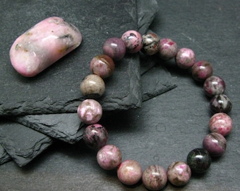 Cobaltocalcite Cobaltoan Calcite Genuine Bracelet ~ 7 Inches  ~ 10mm Round Beads