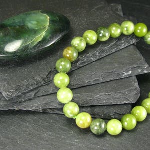 Jade Genuine Bracelet ~ 7 Inches  ~ 8mm Round Beads