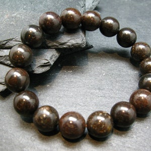 Meteorite Chondrite Genuine Bracelet ~ 7 Inches  ~ 12mm Round Beads