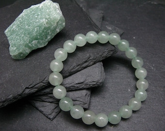 Green Aventurine Genuine Bracelet ~ 7 Inches  ~ 8mm Round Beads