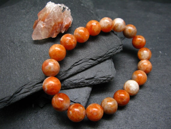 Orange Calcite Genuine Bracelet 7 Inches 10mm Round Beads Etsy