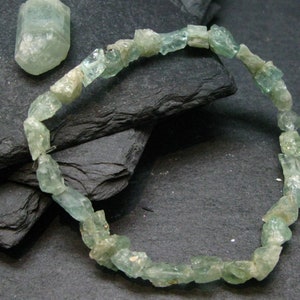 Aquamarine Beryl Genuine Bracelet ~ 7 Inches  ~ 8mm Raw Beads