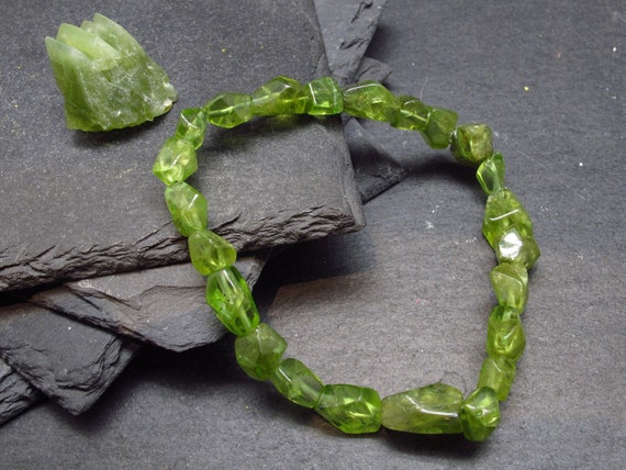 Bracelet Perles Péridot Sur Mesure - Fait Main - Homme/Femme - Sans Fermoir