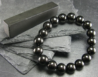 Whitby Jet Genuine Bracelet From UK ~ 7 Inches  ~ 10mm Round Beads