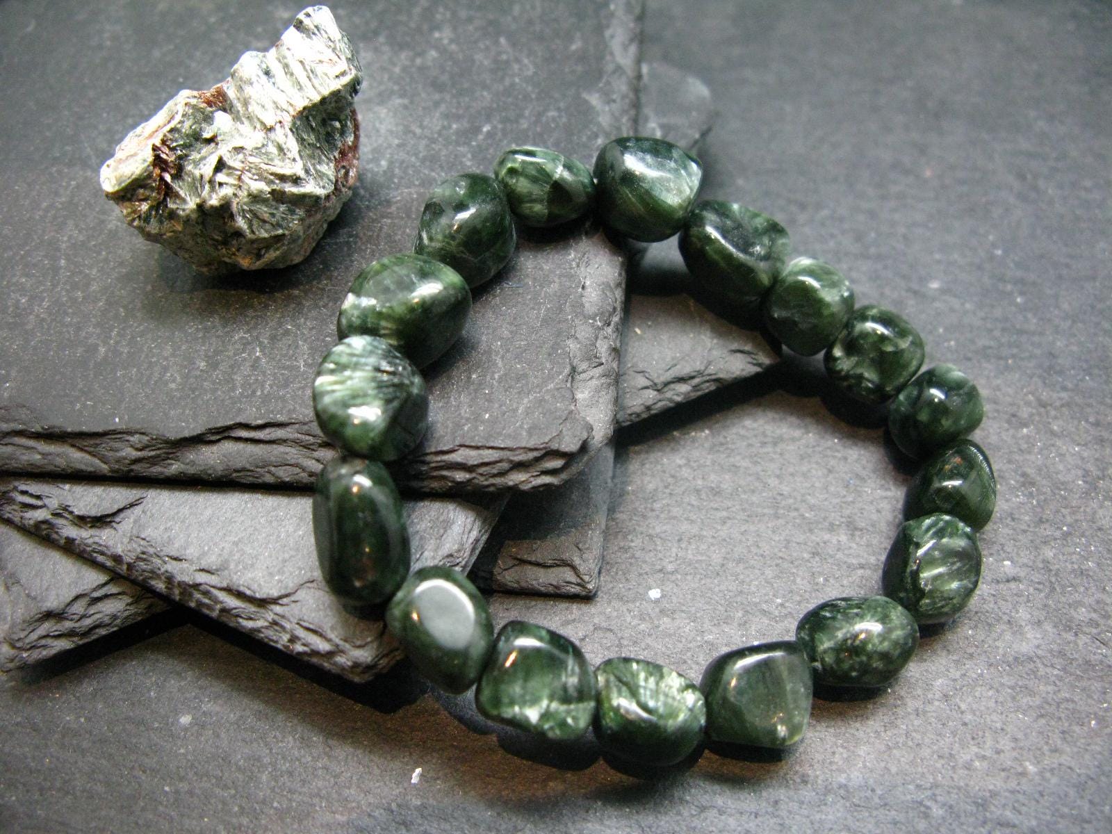 セラフィナイト クリノクロア 純正ブレスレット ~ 7インチ ~ 12 mm