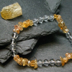 Imperial Topaz & Quartz Genuine Bracelet ~ 7 Inches  ~ 8mm Tumbled Beads