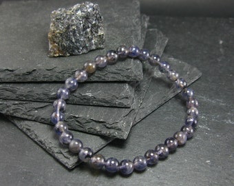 Iolite Cordierite Genuine Bracelet ~ 7 Inches  ~ 6mm Round Beads