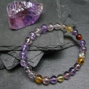 Ametrine Genuine Bracelet ~ 7 Inches  ~ 7mm Round Beads