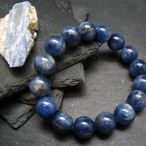 Blue Kyanite Genuine Bracelet ~ 7 Inches  ~ 12mm Round Beads