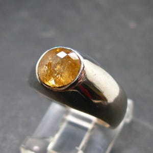 Magnífico anillo de plata 925 con topacio imperial facetado sin tratar, procedente de Brasil - Talla 6.25 - 6.30 gramos imagen 1