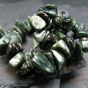 Seraphinite Clinochlore Genuine Bracelet ~ 7 Inches  ~ 12mm Tumbled Beads