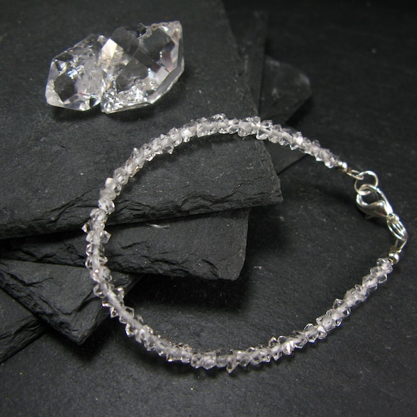 Herkimer Diamond Genuine Bracelet ~ 7 Inches  ~ 5mm Crystal Beads