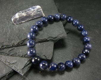 Blue Sapphire Genuine Bracelet ~ 7 Inches  ~ 8mm Round Beads