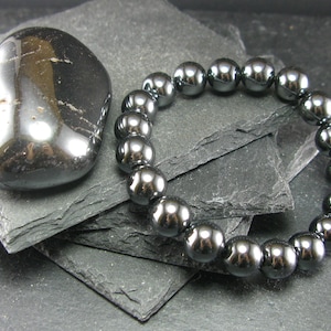 Hematite Genuine Bracelet ~ 7 Inches  ~ 10mm Round Beads