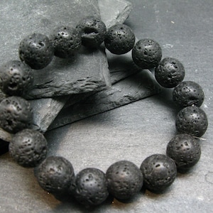Lava Genuine Bracelet ~ 7 Inches  ~ 12mm Round Beads