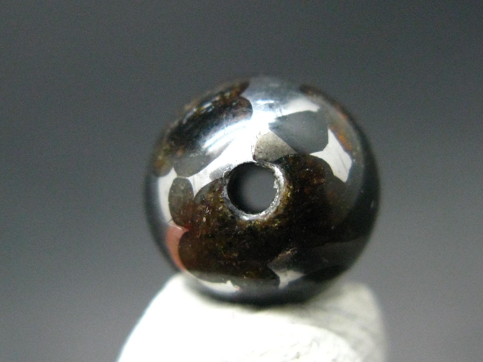 Pallasite Olivine Brahin Meteorite 10 mm Round Bead from Belarus - 2.11 Grams