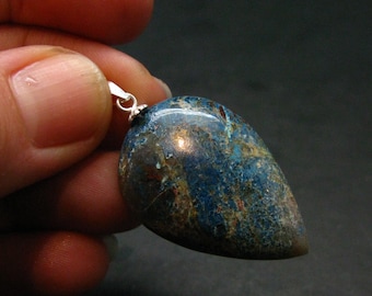 Pendentif Shattuckite & Goethite 22 Carats - Pierre Naturelle De Namibie - Neuf