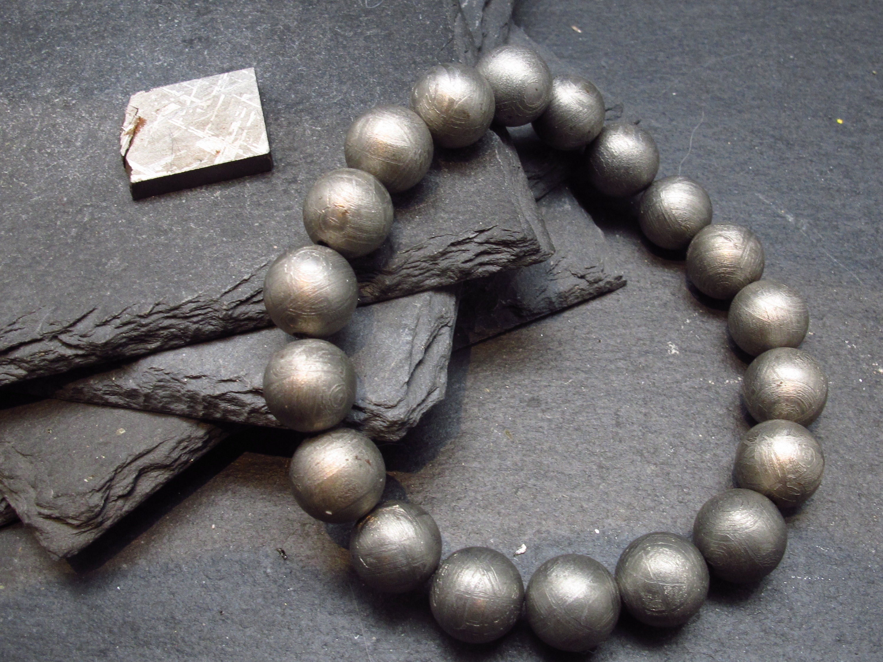 Meteorite Gibeon Genuine Bracelet ~ 7 Inches  ~ 10mm Round Beads
