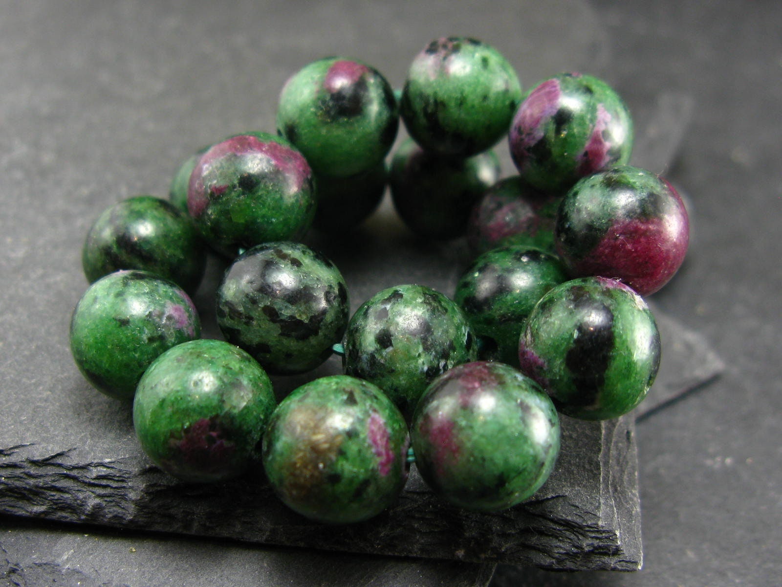 Ruby in Zoisite Genuine Bracelet ~ 7 Inches ~ 10mm Round Beads - Etsy