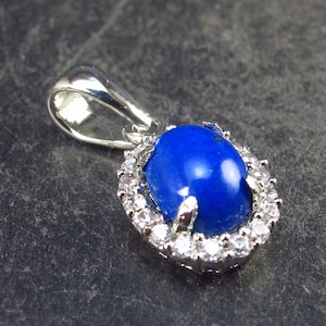 Lapis Lazuli Silver Pendant From Afghanistan - 0.8&quot; - 1.60 Grams