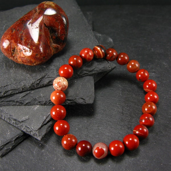 Véritable Bracelet jaspe rouge ~ 7 pouces ~ 8mm perles rondes
