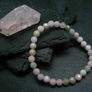 Aquamarine & Morganite Genuine Bracelet ~ 7 Inches  ~ 6mm Facetted Beads