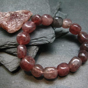 Strawberry Quartz Genuine Bracelet ~ 7 Inches  ~12mm Tumbled Beads