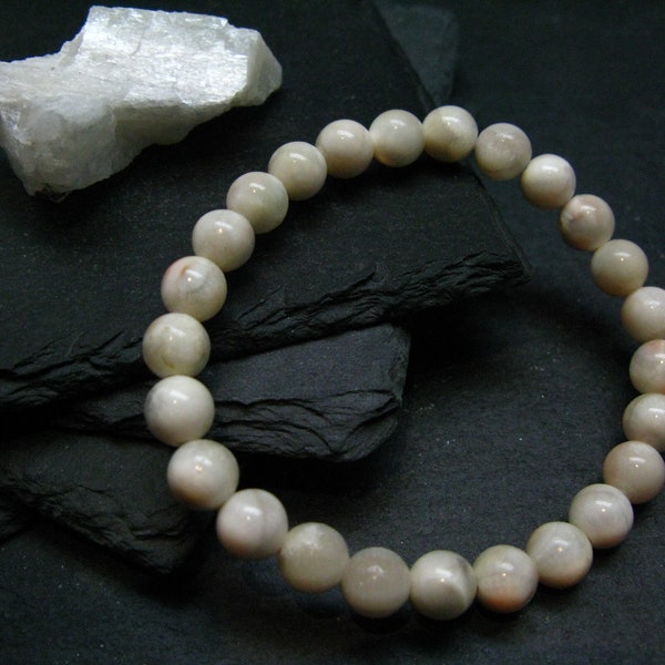 Natrolite Genuine Bracelet ~ 7 Inches  ~ 8mm Round Beads