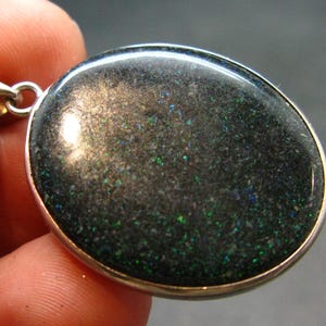 Rare Black Opal Sterling Silver Pendant From Australia - 1.5" - 4.83 Grams