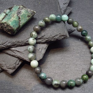 Emerald Genuine Bracelet ~ 7 Inches  ~ 6mm Round Beads