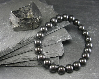 Shungite Genuine Bracelet ~ 7 Inches  ~ 8mm Round Beads
