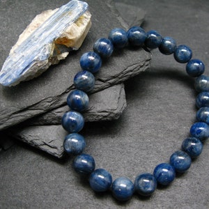 Blue Kyanite Genuine Bracelet ~ 7 Inches  ~ 8mm Round Beads