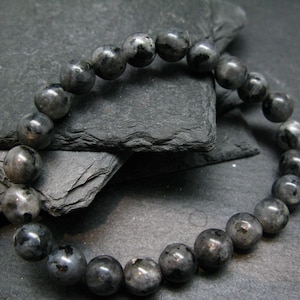 Larvakite Genuine Bracelet ~ 7 Inches  ~ 8mm Round Beads