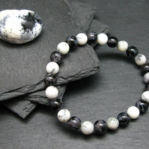 Merlinite and Mystic Merlinite Genuine Bracelet ~ 7 Inches  ~ 8mm Round Beads