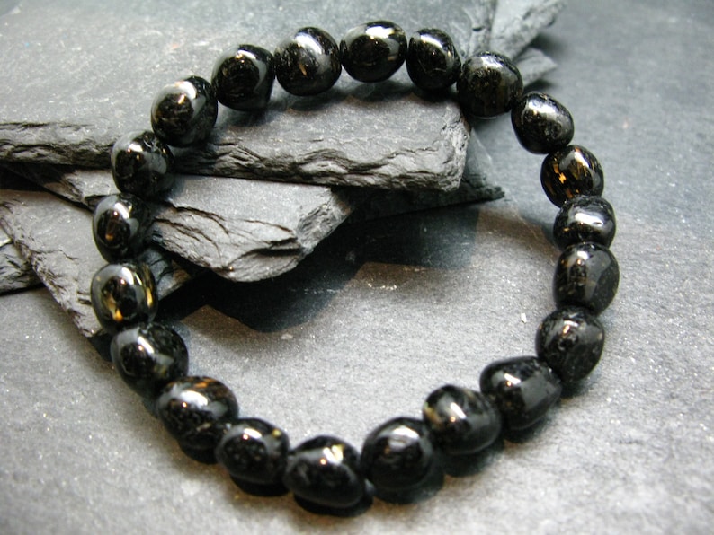 Nuumite Nuummite Genuine Bracelet 7 Inches 9mm Tumbled Beads image 3