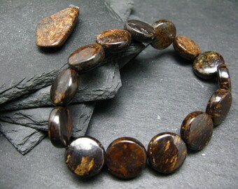 Bracelet En Pierre Naturelle Bronzite Sur Mesure - Fait Main, Sans Fermoir, Pour Homme/femme/enfant