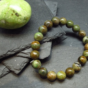 Green Opal Genuine Bracelet ~ 7 Inches  ~ 10mm Round Beads