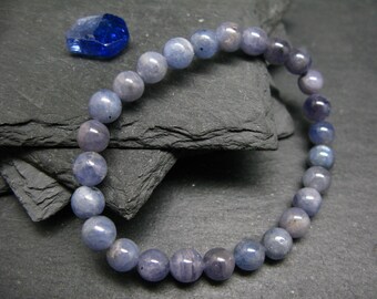 Tanzanite Genuine Bracelet ~ 7 Inches  ~ 7mm Round Beads