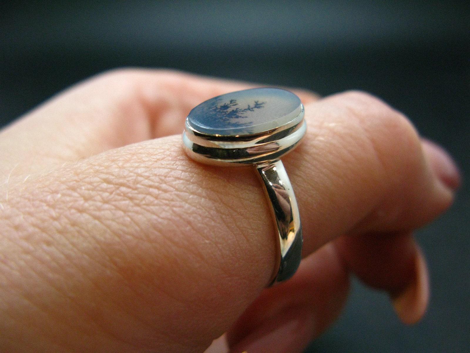 ロシア産モスアゲートシルバーリング - 4.5グラム - サイズ9 - Etsy 日本