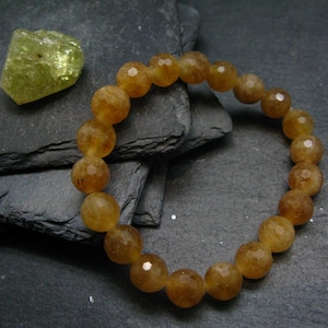 Rare Golden Apatite Genuine Bracelet From Mexico ~ 7 Inches  ~ 10mm Facetted Beads