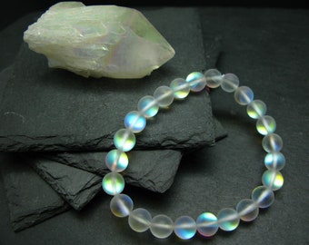Angel Aura Quartz Genuine Bracelet ~ 7 Inches  ~ 8mm Round Beads