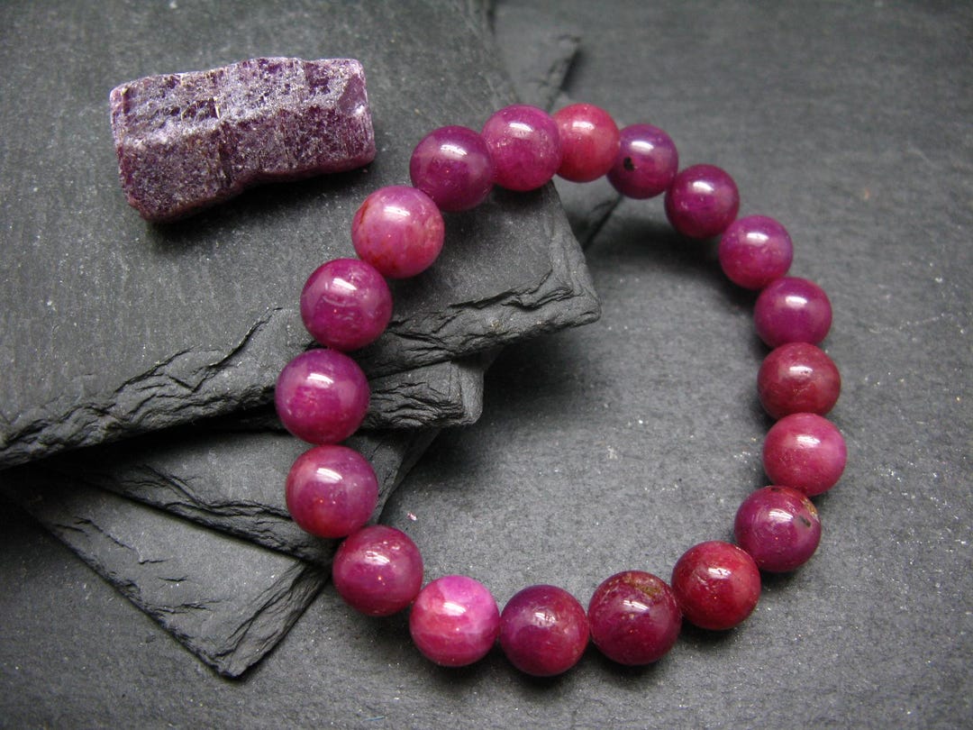 AAA Grade Ruby Genuine Bracelet ~ 7 Inches ~ 10mm Round Beads - Etsy