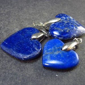 Lot of 3 Natural Indigo Blue Lapis Lazuli Heart Pendants from Afghanistan
