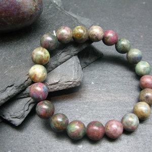 Ruby in Kyanite Genuine Bracelet ~ 7 Inches  ~ 10mm Round Beads