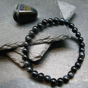 Hawks Eye Genuine Bracelet ~ 7 Inches  ~ 6mm Round Beads