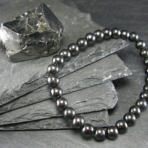 Shungite Genuine Bracelet ~ 7 Inches  ~ 6mm Round Beads