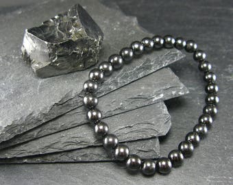 Shungite Genuine Bracelet ~ 7 Inches  ~ 6mm Round Beads